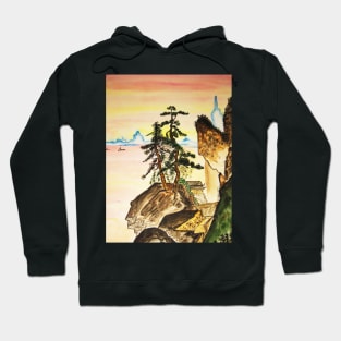 Brown rocks wit pine trees Hoodie